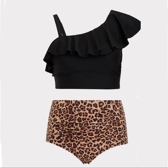 TORRID ONE SHOULDER AND LEOPARD PRINT SWIMSUIT